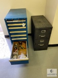 Two Metal Storage Cabinets with Contents (1) with Tube Fittings