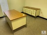 Metal/Wood Desk and Matching Credenza