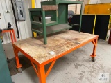 Rolling Work Table with Green Storage Unit