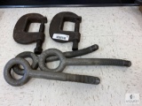 Lot of C-clamps and Eye Hooks