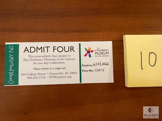 Four Pack of Tickets to the Children's Museum of the Upstate