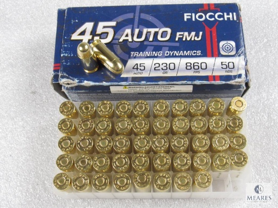 50 Rounds Fiocchi 45 ACP Ammo 230 Grain 860FPS