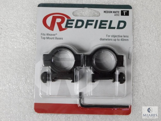 New Redfield 1" Medium Clearance Matte Finish Rifle Scope Rings