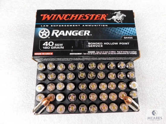 50 Rounds Winchester Ranger .40 SW 180 Grain Bonded Jacketed HP Ammo For Self Defense