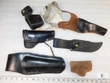 Lot of 5 Assorted Leather Gun and Knife Holsters