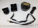 US Military MP Leather Gear - Belt, Handcuff Double Pouch, Mace Pouch, Shoulder Belt
