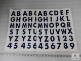 Lot 3 Sheets of Stickers - Clear Backing with Royal Blue Letters & Numbers