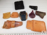 9 MISC Leather Holsters & Pouches Some Need Work