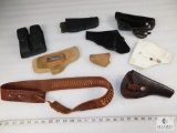 7 Leather Holsters and 22 Belt and Double Mag Pouch