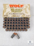 Wolf 50 Cartridges 9mm Makarov 92 GR FMJ Made in Russia