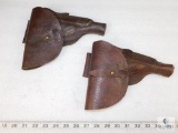 2 European Leather Flap Holsters