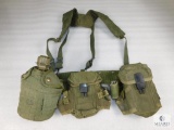 Vietnam Load Bearing Combat Gear Web Belt, Suspenders, Canteen and Case and 2 Double Ammo Pouches