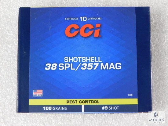 10 Cartridges CCI Shotshell 38SPL/357 Mag 100 Grain #9 Shot