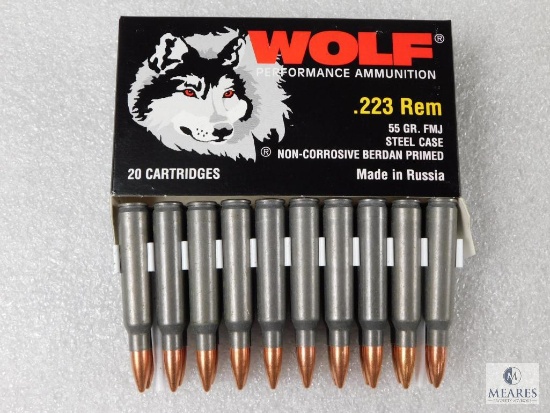20 Rounds of Wolf .223 Steel Case 55-grain FMJ