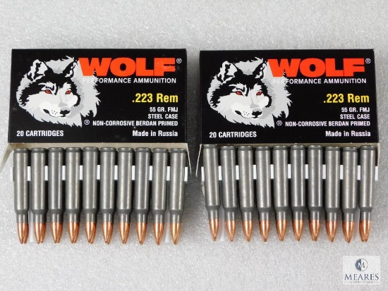 40 Rounds of Wolf .223 Steel Case 55-grain FMJ
