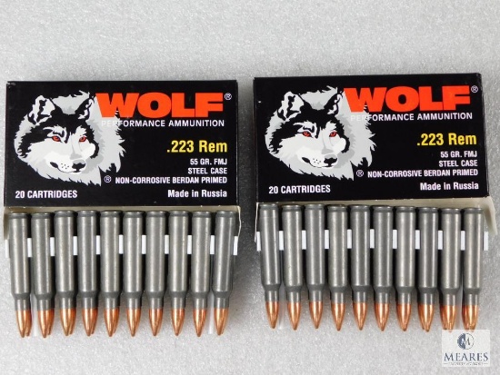 40 Rounds of Wolf .223 Steel Case 55-grain FMJ