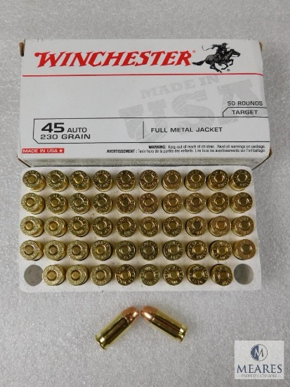 50 Rounds Winchester .45 ACP Ammo 230 Grain FMJ