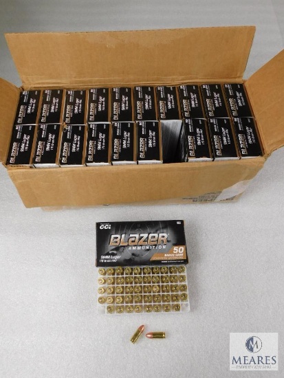 1000 Rounds CCI Blazer 9mm Ammo. 115 Grain FMJ (full case 20 boxes of 50)
