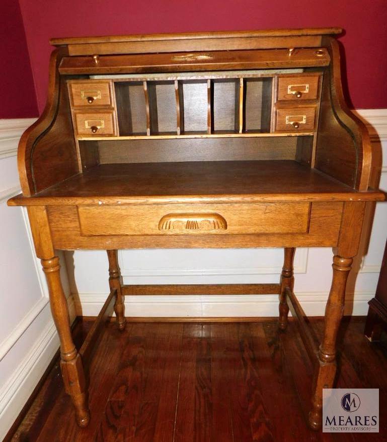 American Lifestyles Wood Roll Top Desk Proxibid
