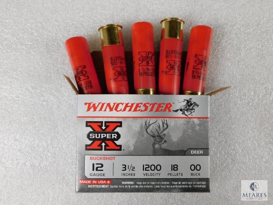 5 Rounds Winchester 12 Gauge Buckshot 00 Buck 3-1/2" 18 Pellets 1200 FPS