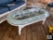 Oval-shaped Glass Top Coffee Table with Wicker Accents