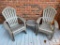 Two Plastic Outdoor Adirondack Chairs with Table
