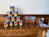Set of 10 Floral Coffee Cups and Plasticware Party Glasses