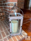 Decorative Metal Candle Lamp with Opening Front Door