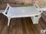 White Wicker Breakfast Table with Side Newspaper Section