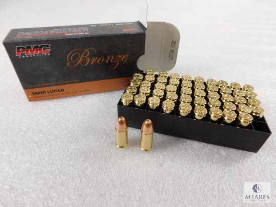50 Rounds PMC 9mm Ammo, 115 Grain FMJ