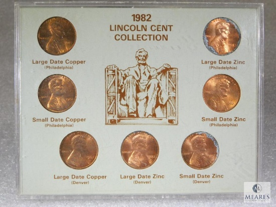Seven Different 1982 Lincoln Sets in Display Holder