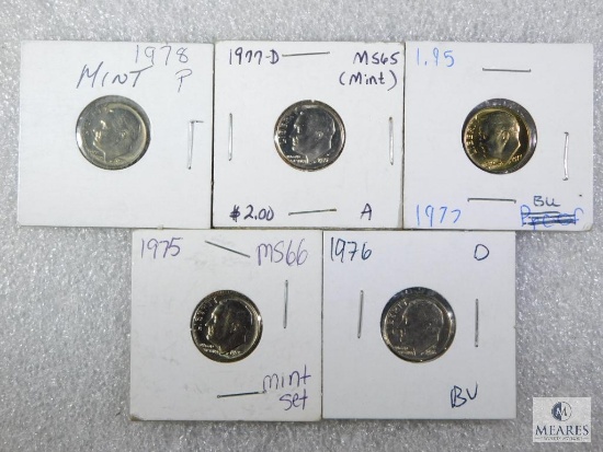 Five Different BU Roosevelt Dimes