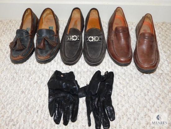 Three Pairs Mens Size 8 Shoes Includes Ferragamo, Cole Haan and Clarks