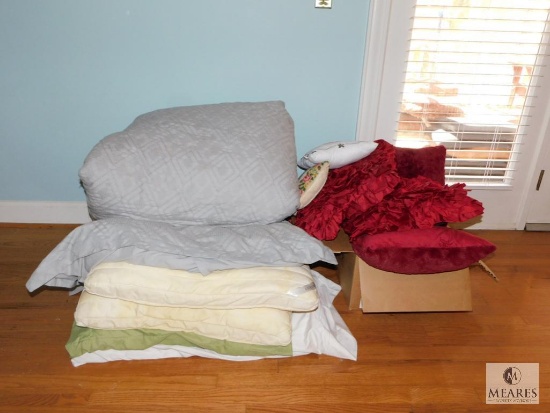 Lot Assorted Pillows and Comforter