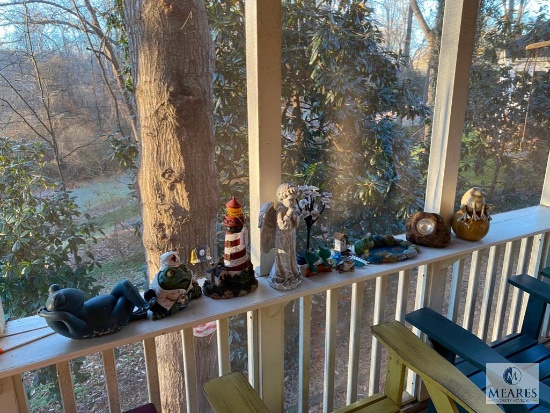 Lot of Outdoor Decorations Including Frogs, Lighthouse, Angel - NO SHIPPING