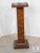 Wood Column Plant Stand with Engraved Grape Motif