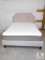 Queen Size Bed Beige Tufted Headboard with Gold Nailheads