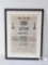 Framed and Matted Harper's Bazar Article Dated August 29th, 1868