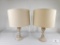 Pair of Table Lamps Weathered Wood Base with Beige Shades
