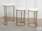 Set of Three Round White Marble Top Side Tables