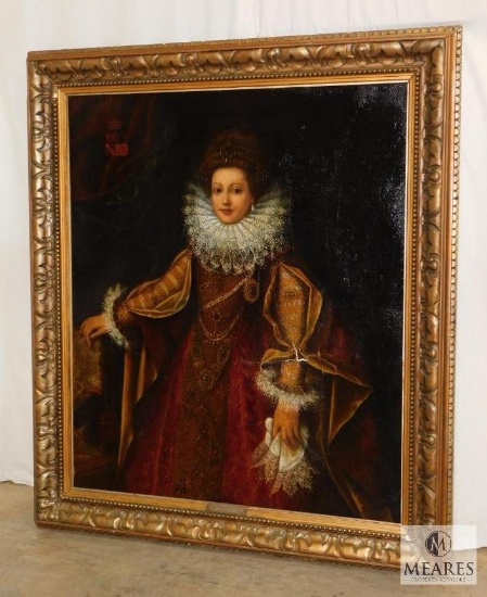 17th Century Frans Pourbus "Portrait of Infanta Dona Maria" Oil on Canvas with Gold Gilt Frame