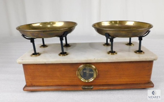 Antique Marble and Brass Apothecary Merchant Scale 2 kg America Victoria