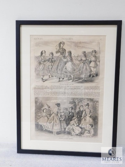 Framed and Matted Harper's Bazar Article Dated August 29th, 1868