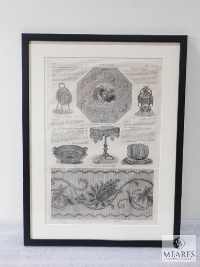 Framed and Matted Harper's Bazar Article Dated April 19th, 1873