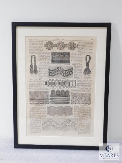 Framed and Matted Harper's Bazar Article Dated August 29th, 1868