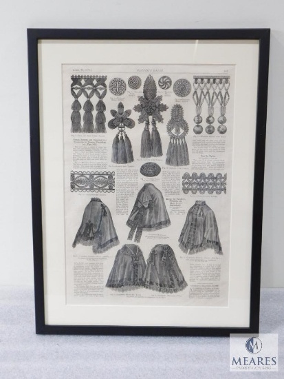 Framed and Matted Harper's Bazar Article Dated April 19th, 1873