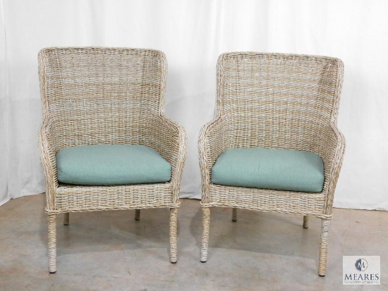 Pair of Hampton Bay Synthetic Wicker Chairs with Cushions