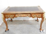 19th Century French Louis Wood and Gold Gilt Bronze Bureau Plat Writing Desk