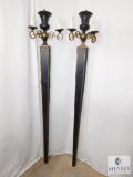 Pair of Vintage Wall Mount Electric Candelabra Posts