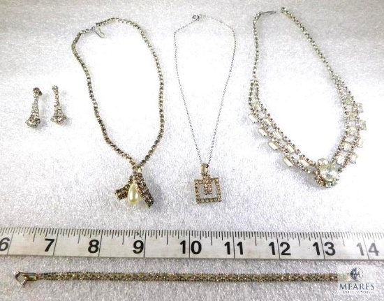 Vintage Lot of Rhinestone Jewelry Necklaces and Bracelet